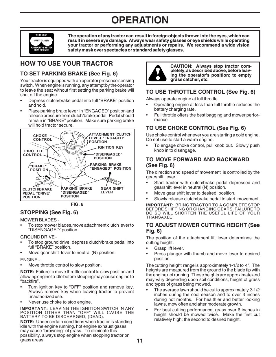 Operation, How to use your tractor | Poulan 183368 User Manual | Page 11 / 48