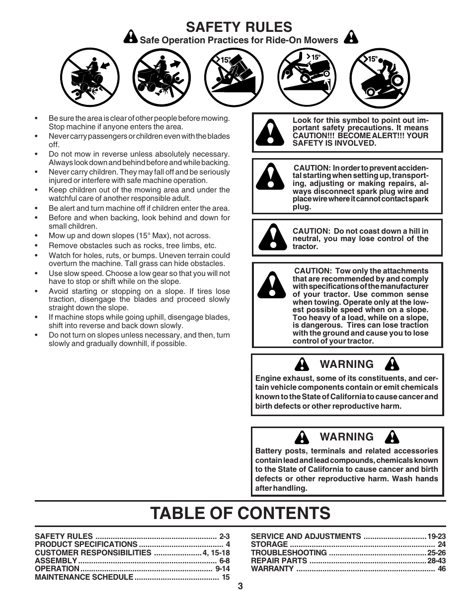 Poulan 183368 User Manual | Page 3 / 48