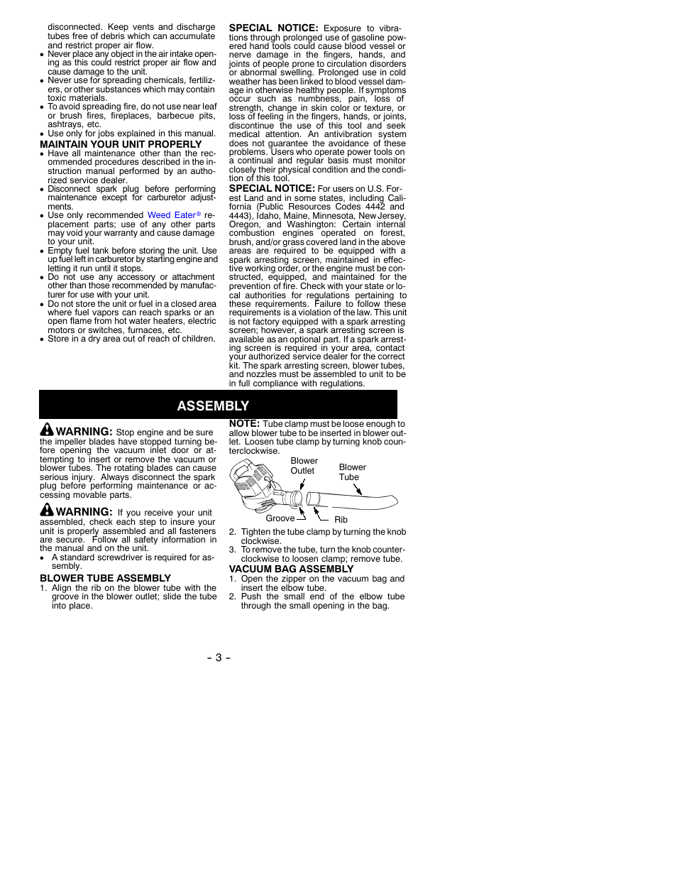 Assembly | Poulan BV200 User Manual | Page 3 / 11