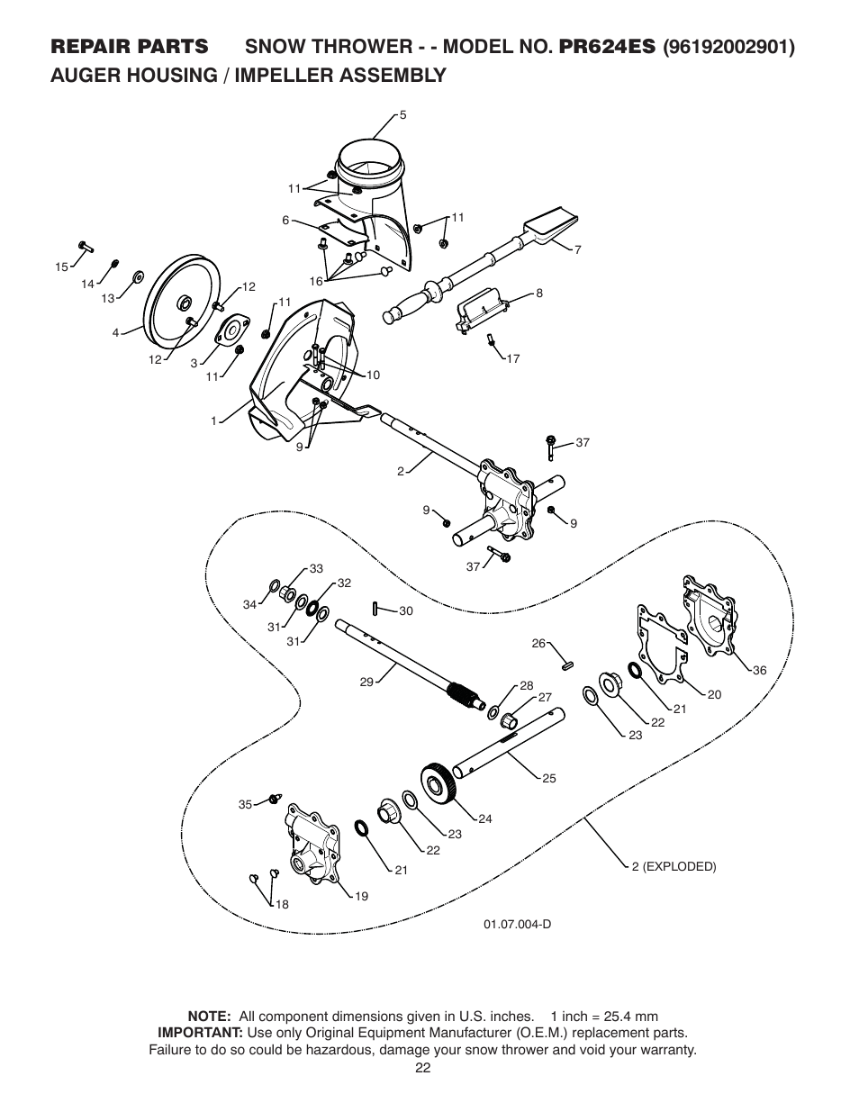 Poulan Pro PR624ES SNOW THROWER User Manual | Page 22 / 40