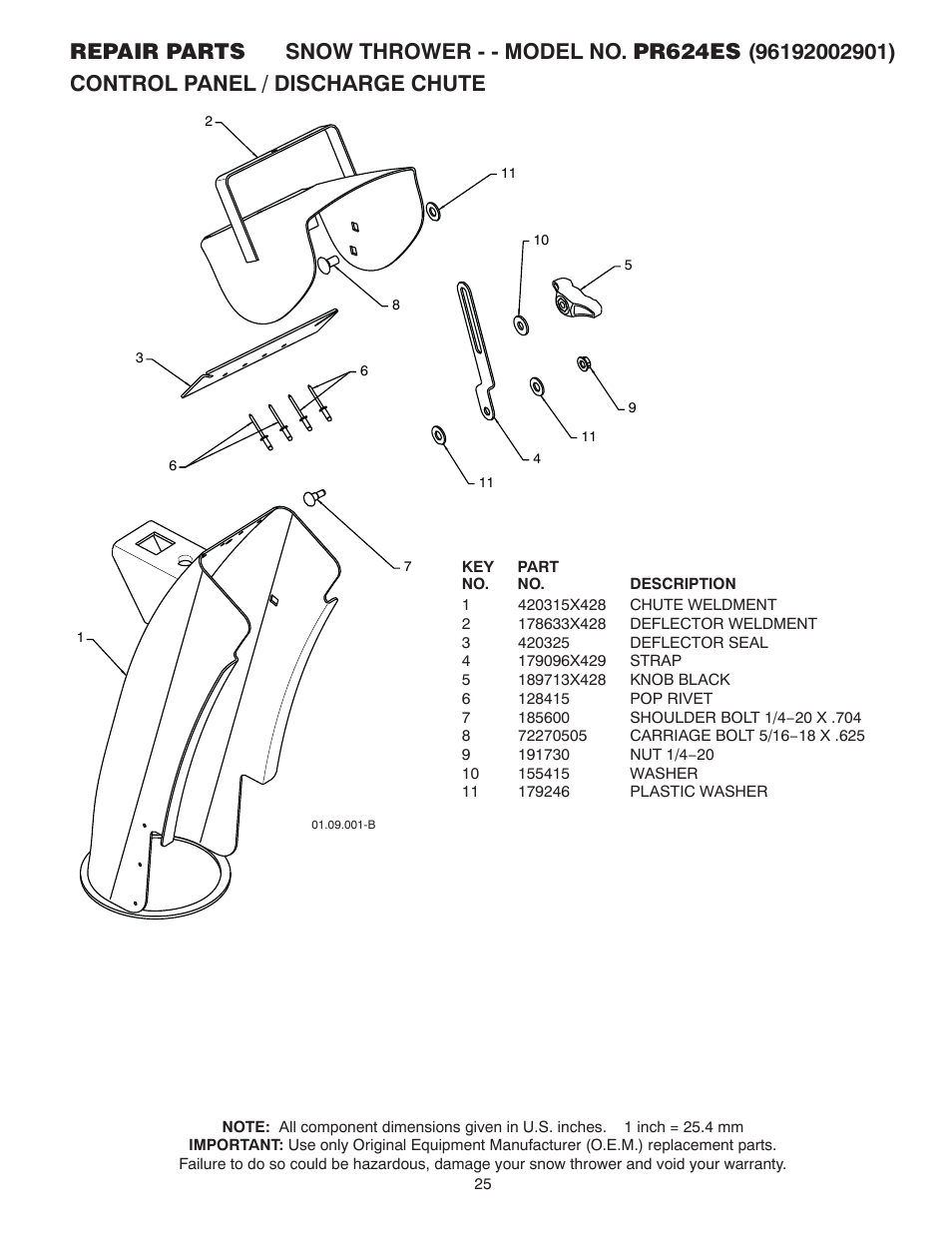 Poulan Pro PR624ES SNOW THROWER User Manual | Page 25 / 40