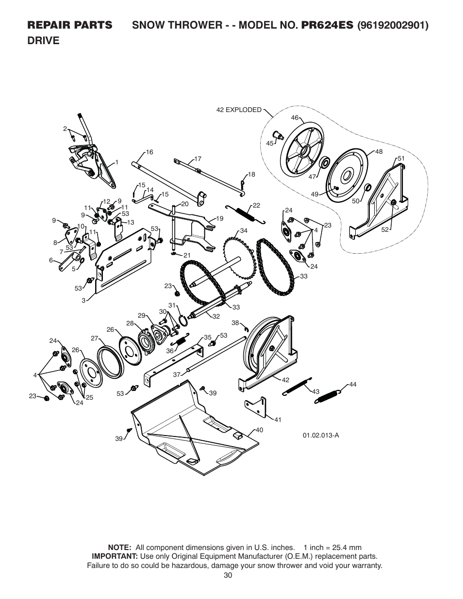Poulan Pro PR624ES SNOW THROWER User Manual | Page 30 / 40