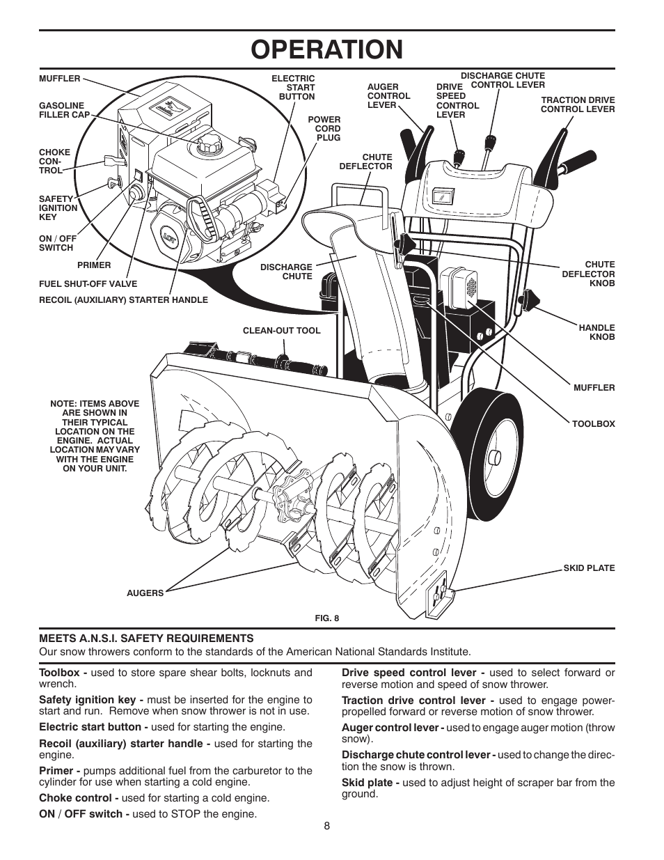 Operation | Poulan Pro PR624ES SNOW THROWER User Manual | Page 8 / 40