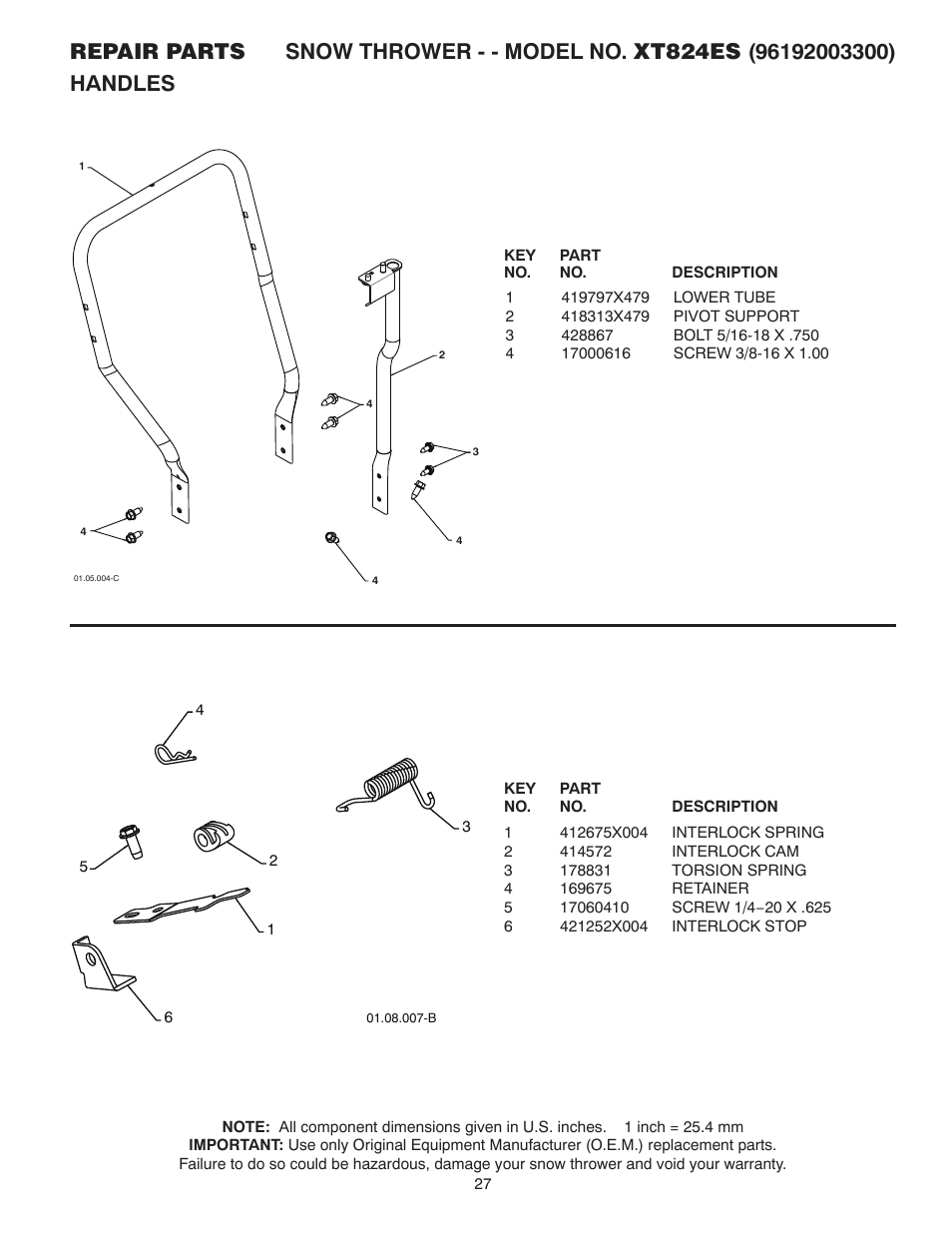 Poulan Pro XT824ES SNOW THROWER User Manual | Page 27 / 40