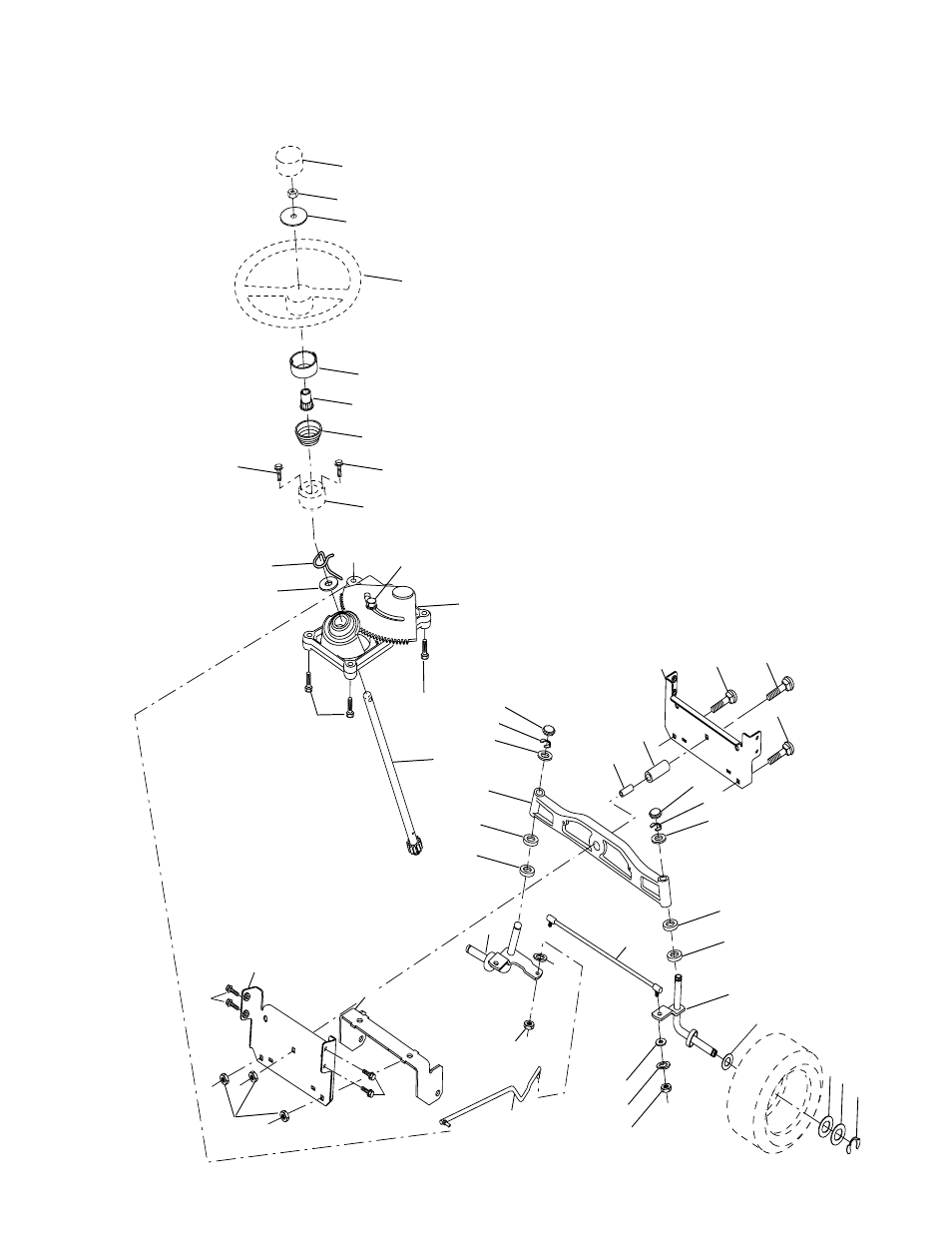 Repair parts, Tractor - model number dpr22h46sta, Steering assembly | Poulan 176975 User Manual | Page 38 / 48