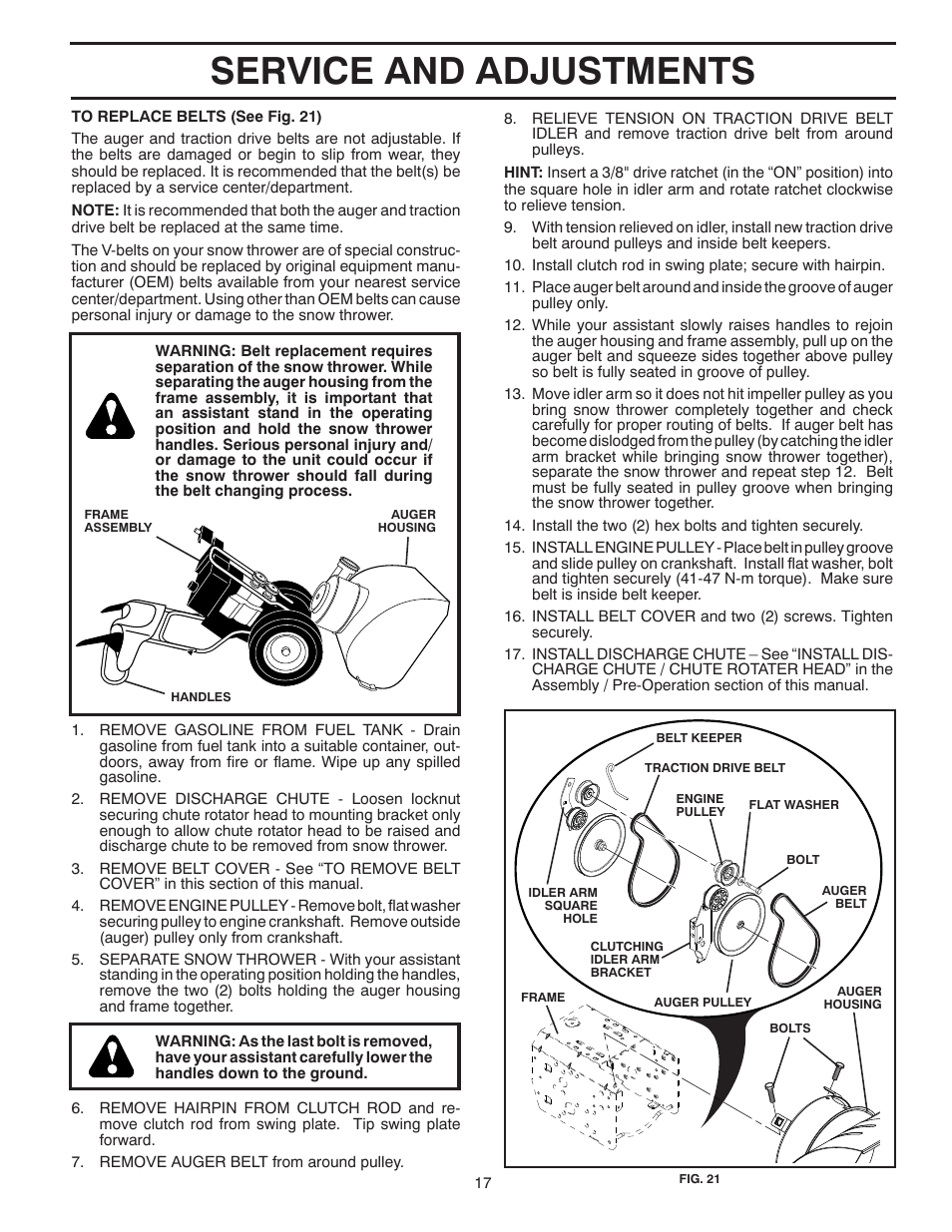 Service and adjustments | Poulan XT 96192003503 User Manual | Page 17 / 44