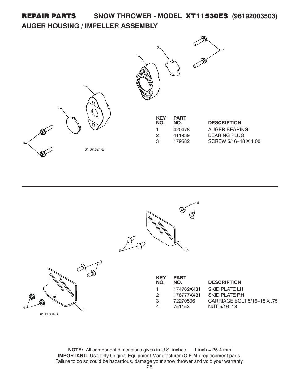 Poulan XT 96192003503 User Manual | Page 25 / 44