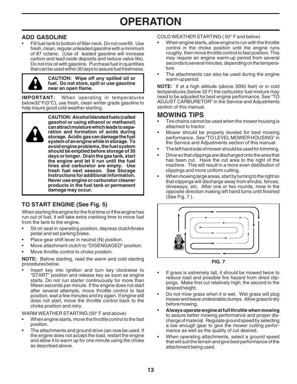 Operation, Mowing tips | Poulan 181223 User Manual | Page 13 / 48