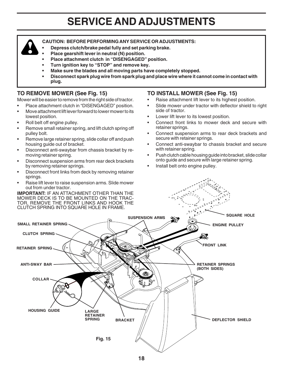 Service and adjustments | Poulan 181223 User Manual | Page 18 / 48