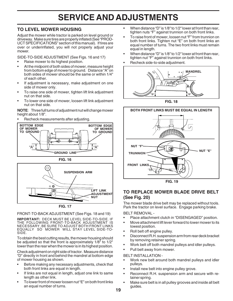 Service and adjustments | Poulan 181223 User Manual | Page 19 / 48