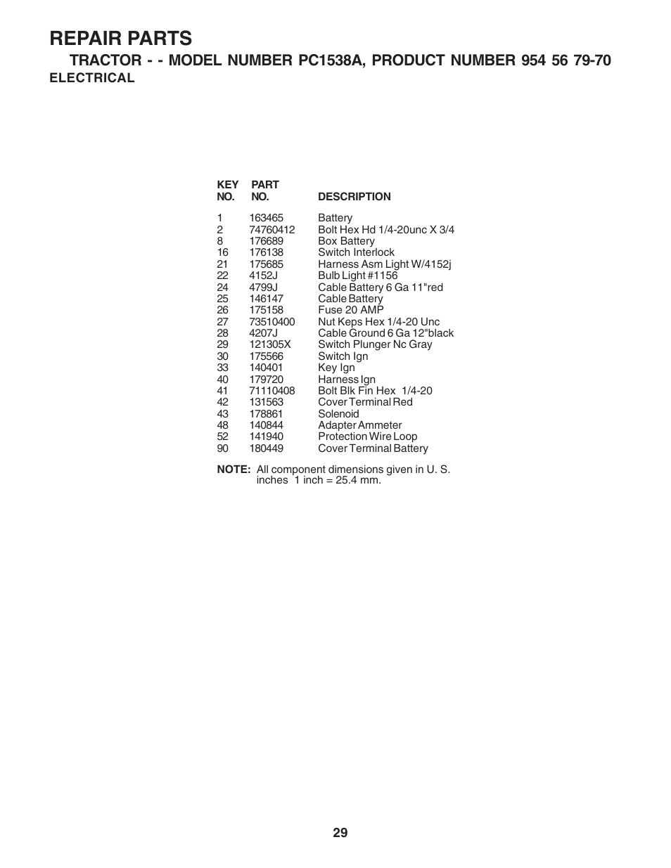 Repair parts | Poulan 181223 User Manual | Page 29 / 48