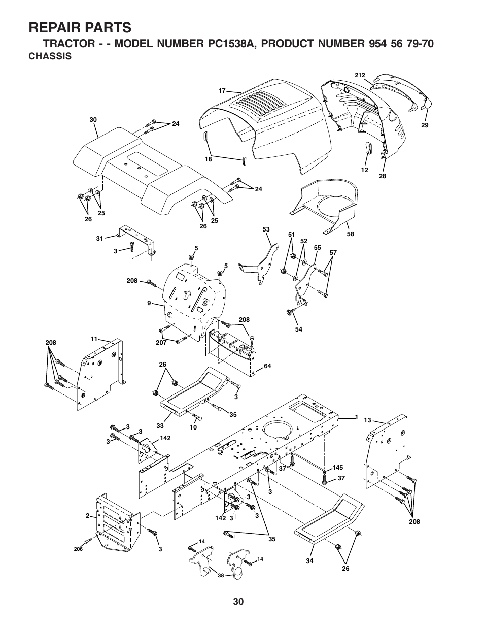Repair parts, Chassis | Poulan 181223 User Manual | Page 30 / 48