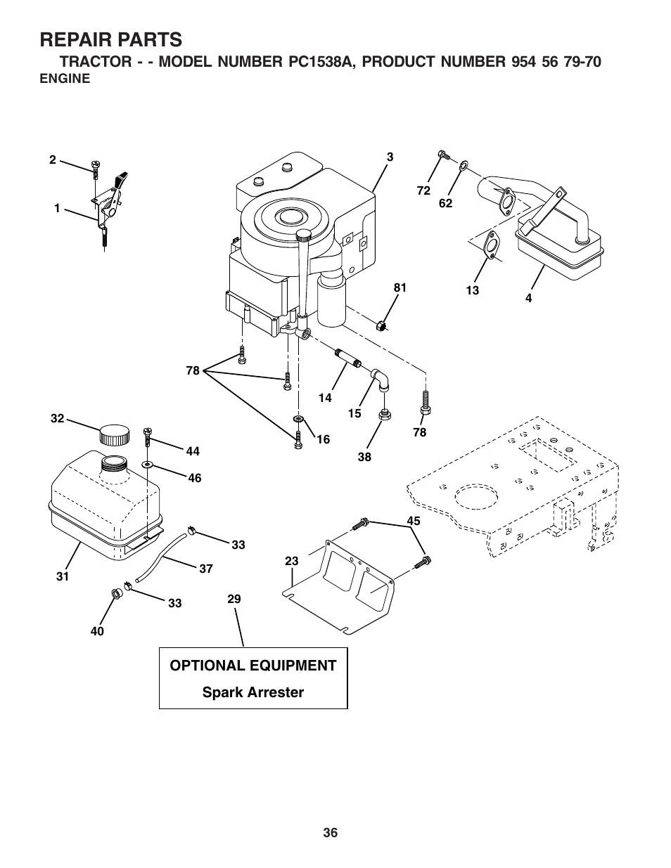 Repair parts | Poulan 181223 User Manual | Page 36 / 48