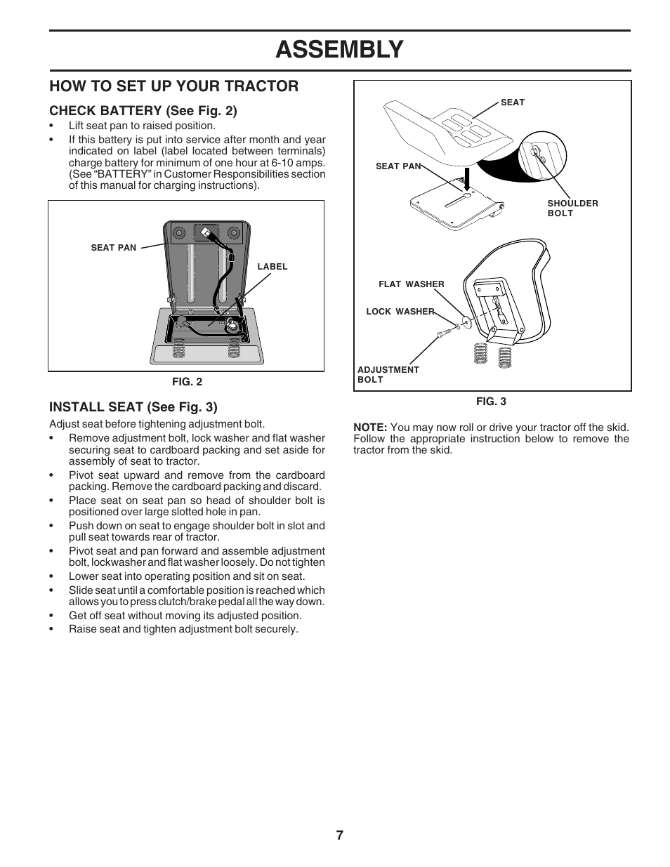 Assembly, How to set up your tractor | Poulan 181223 User Manual | Page 7 / 48