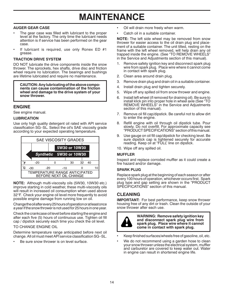 Maintenance | Poulan 96194000503 User Manual | Page 14 / 56