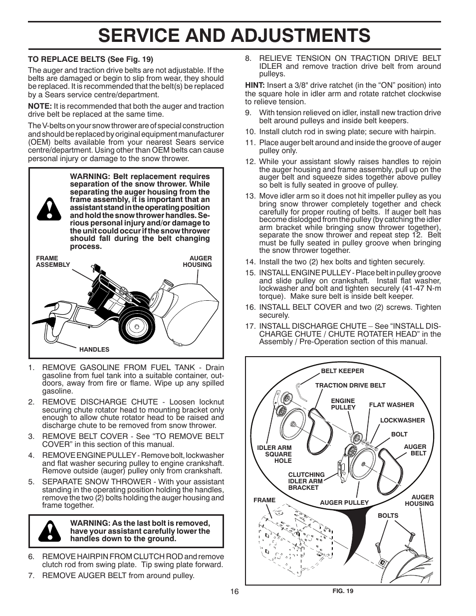Service and adjustments | Poulan 96194000503 User Manual | Page 16 / 56