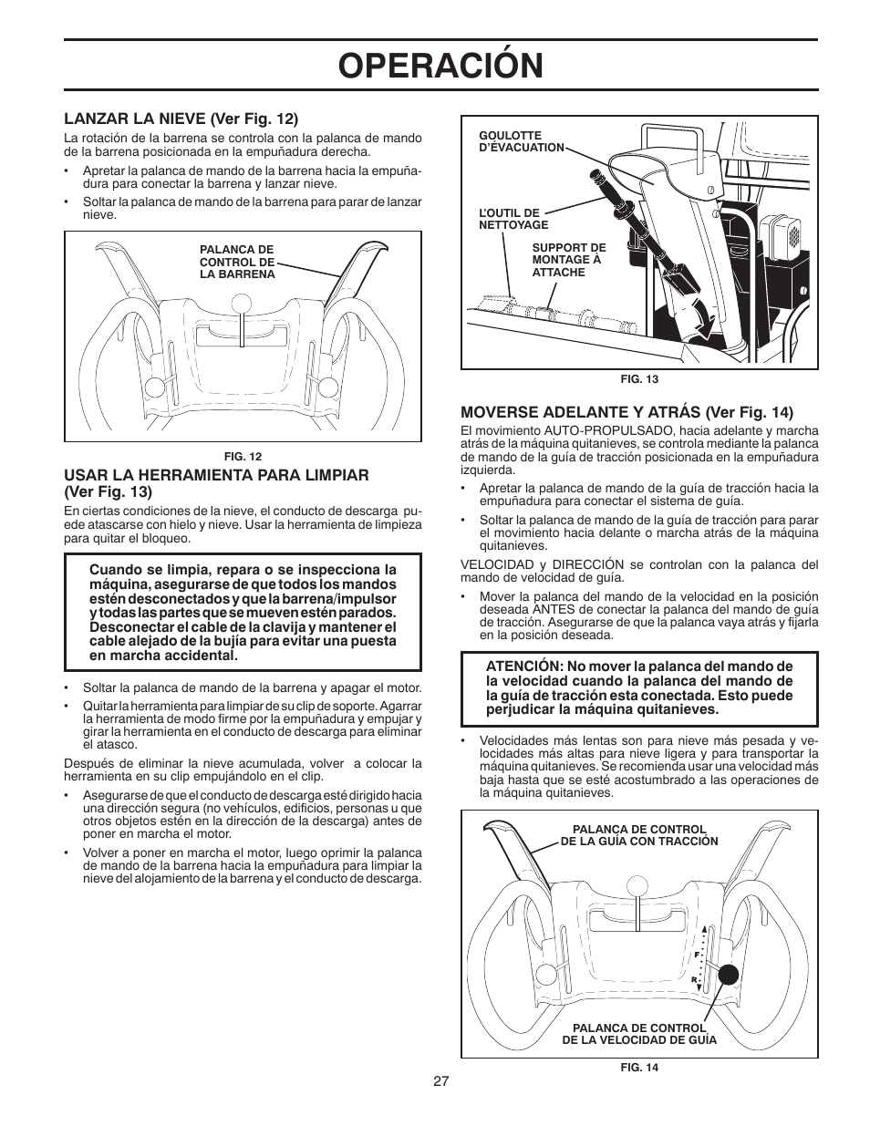 Operación | Poulan 96194000503 User Manual | Page 27 / 56