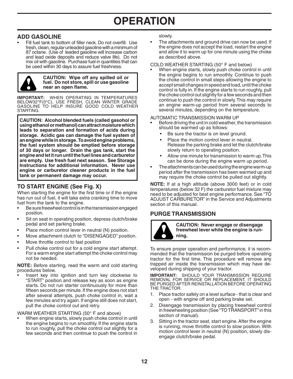 Operation | Poulan 404164 User Manual | Page 12 / 30