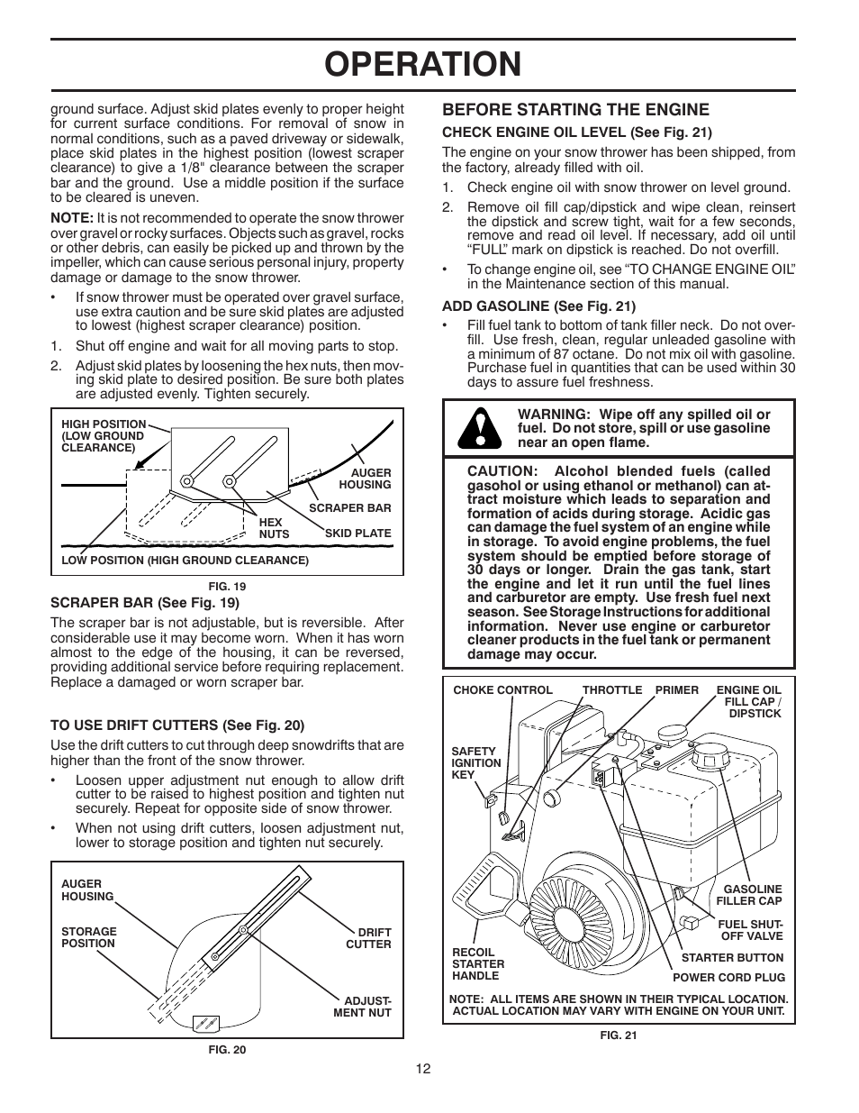 Operation, Before starting the engine | Poulan 421895 User Manual | Page 12 / 40