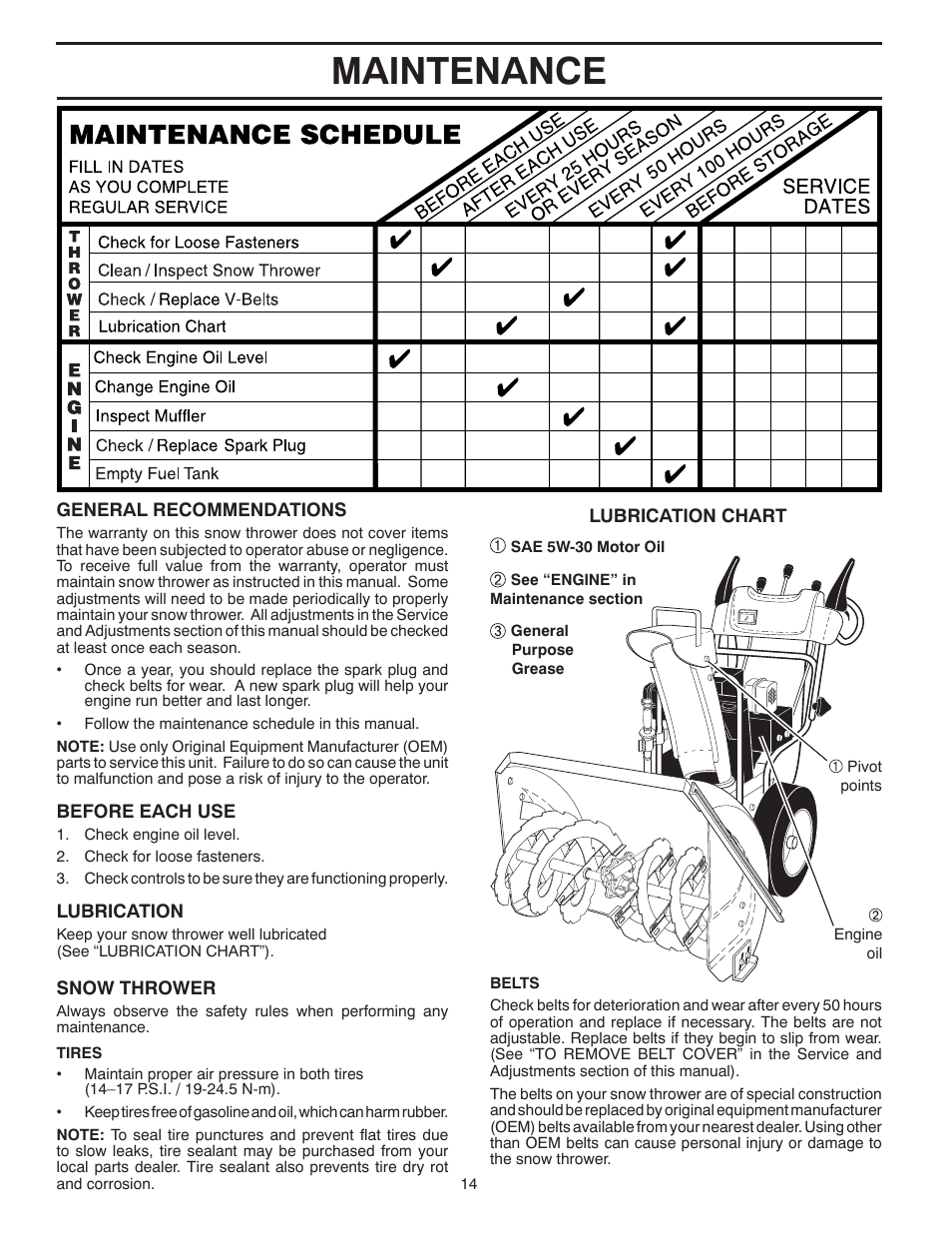 Maintenance | Poulan 421895 User Manual | Page 14 / 40