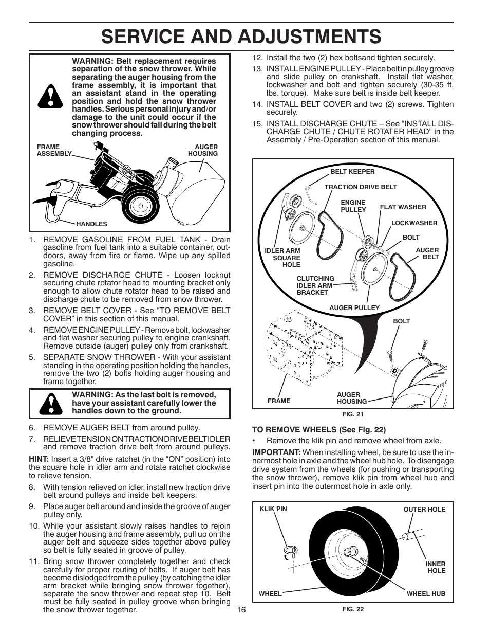 Service and adjustments | Poulan 416829 User Manual | Page 16 / 32