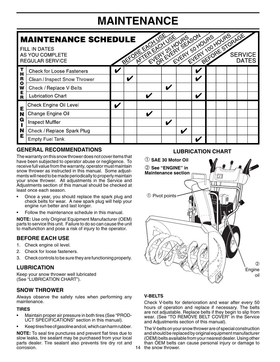 Maintenance | Poulan 961970005 User Manual | Page 14 / 20