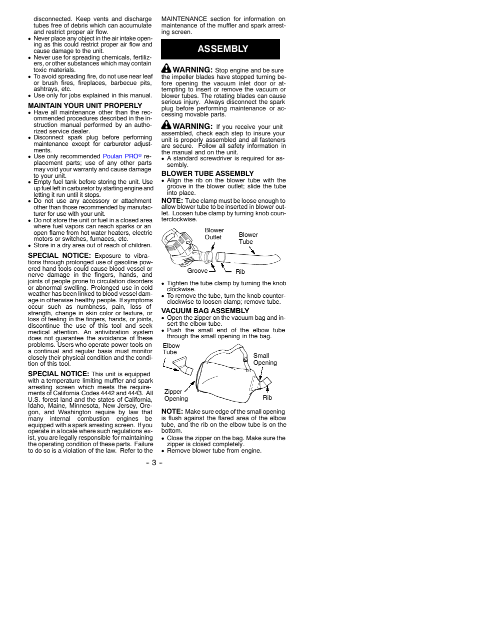 Assembly | Poulan 530088953 User Manual | Page 3 / 9