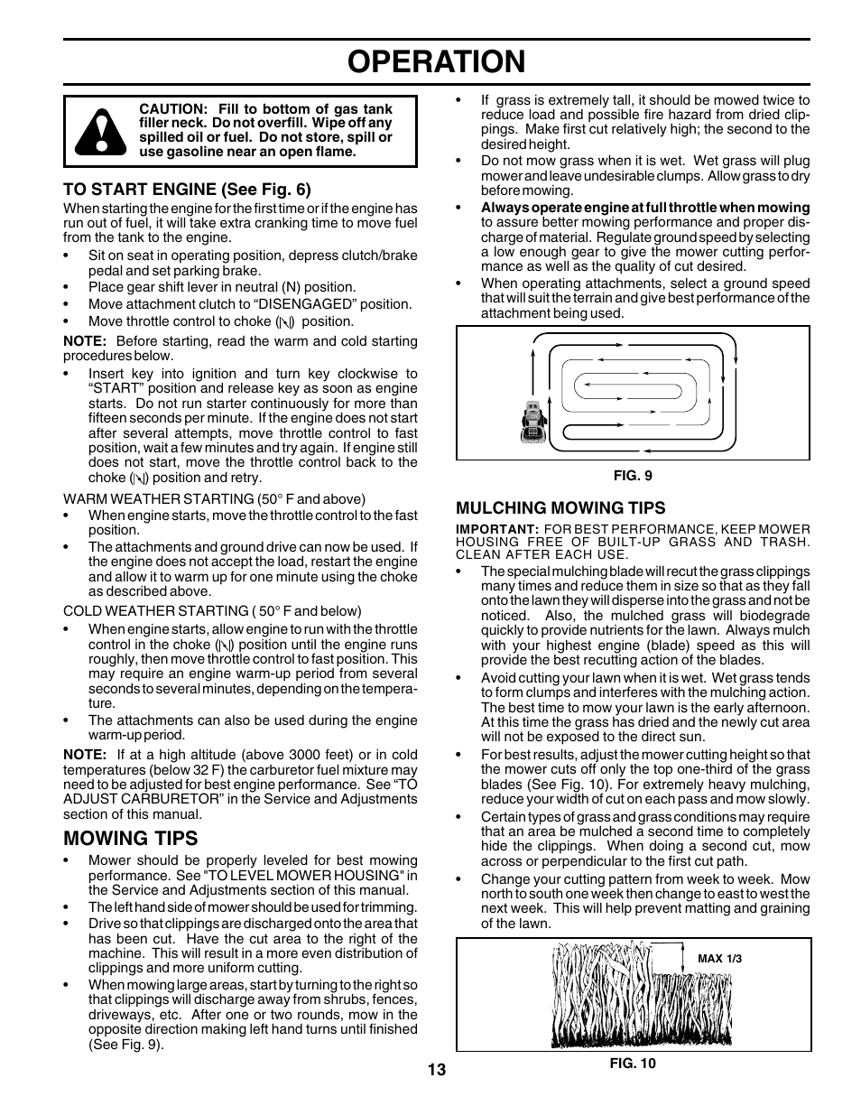 Operation, Mowing tips | Poulan 175581 User Manual | Page 13 / 48