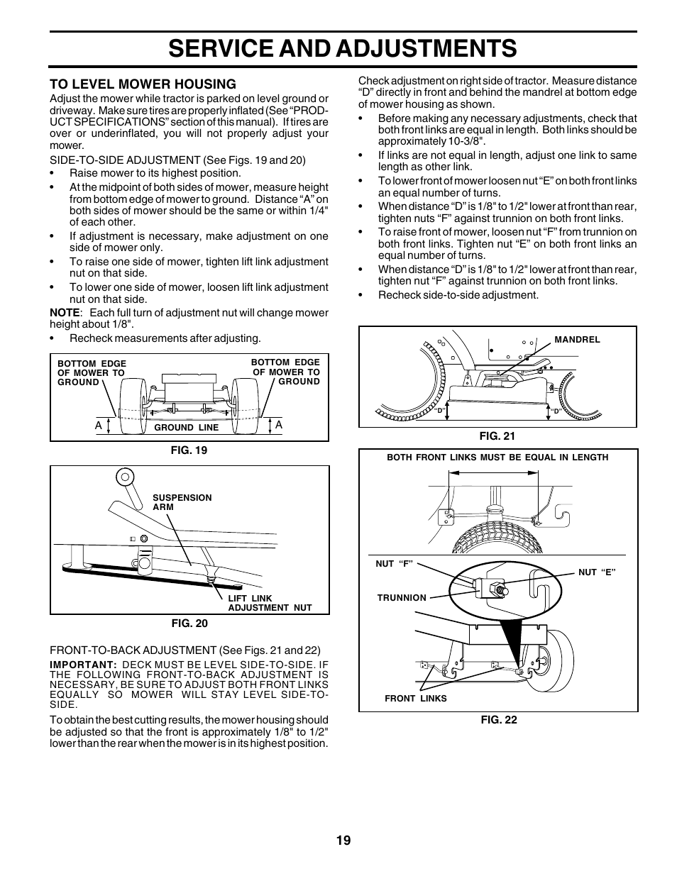 Service and adjustments | Poulan 175581 User Manual | Page 19 / 48
