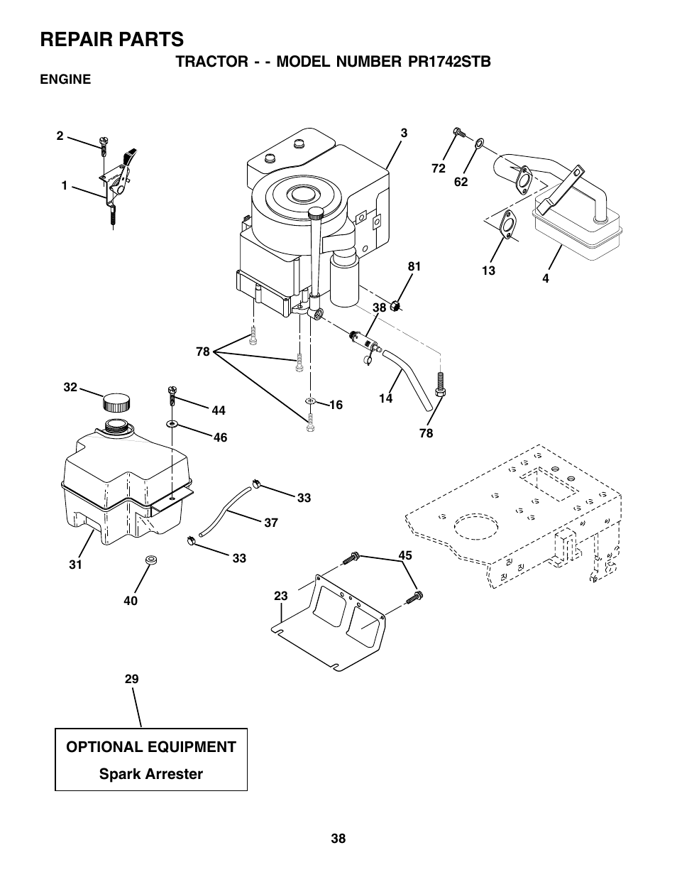 Repair parts | Poulan 175581 User Manual | Page 38 / 48