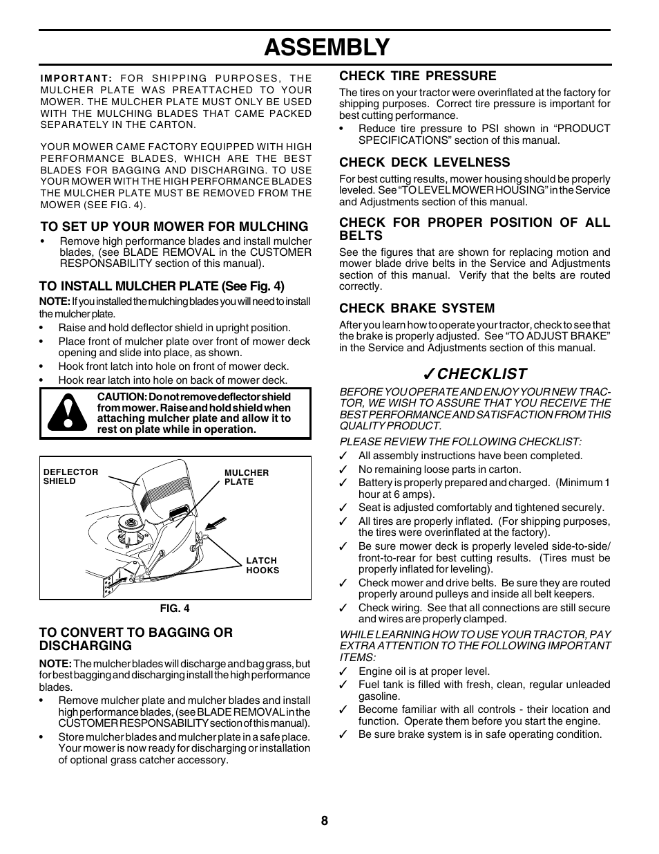 Assembly, Checklist | Poulan 175581 User Manual | Page 8 / 48