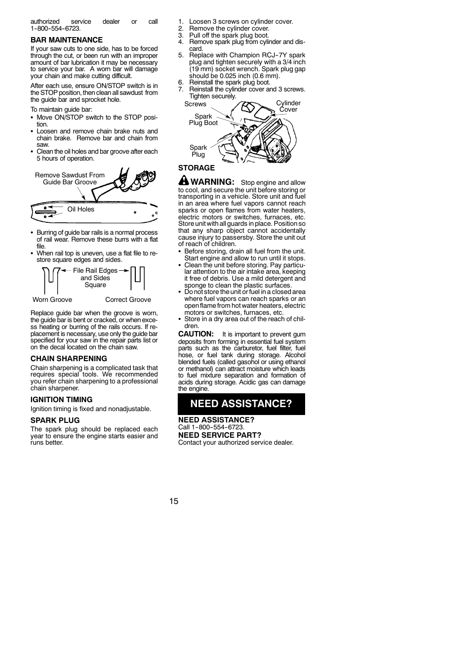 Need assistance, Warning | Poulan BH 2660 User Manual | Page 15 / 18