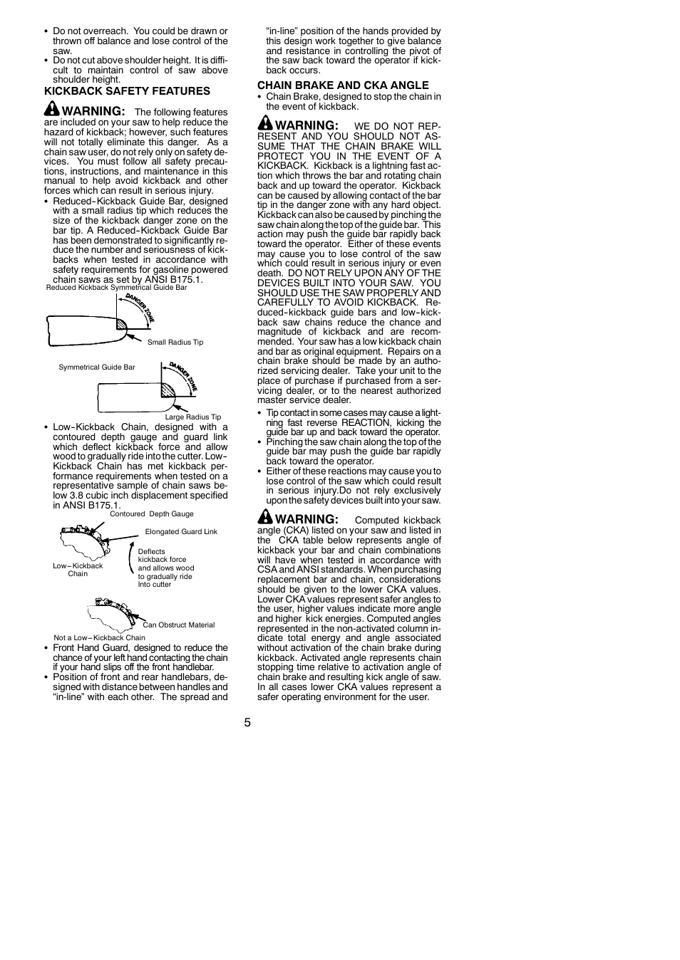 Warning | Poulan BH 2660 User Manual | Page 5 / 18