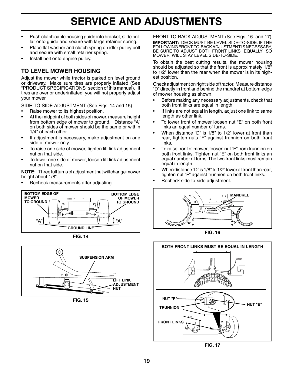 Service and adjustments | Poulan 190785 User Manual | Page 19 / 44