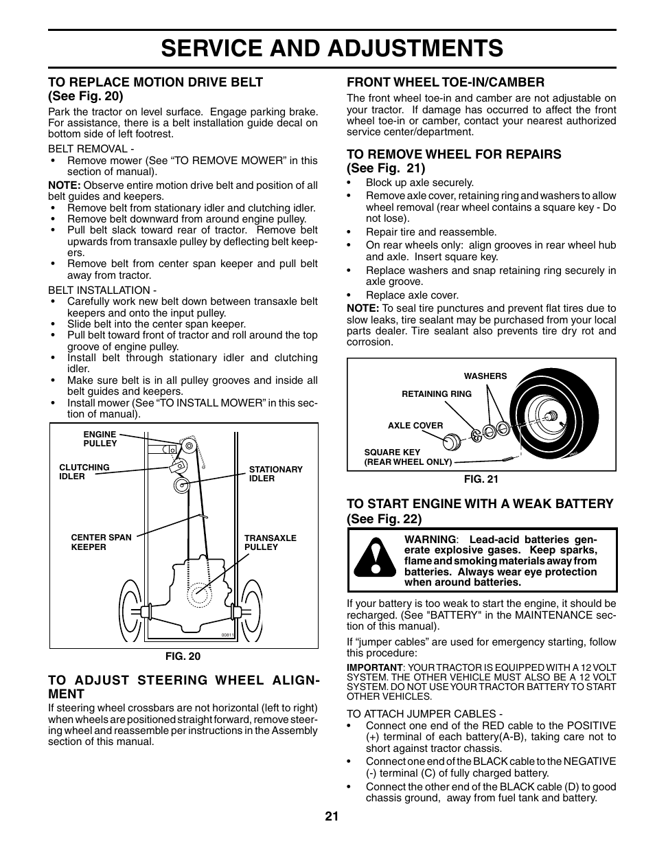 Service and adjustments | Poulan 190785 User Manual | Page 21 / 44