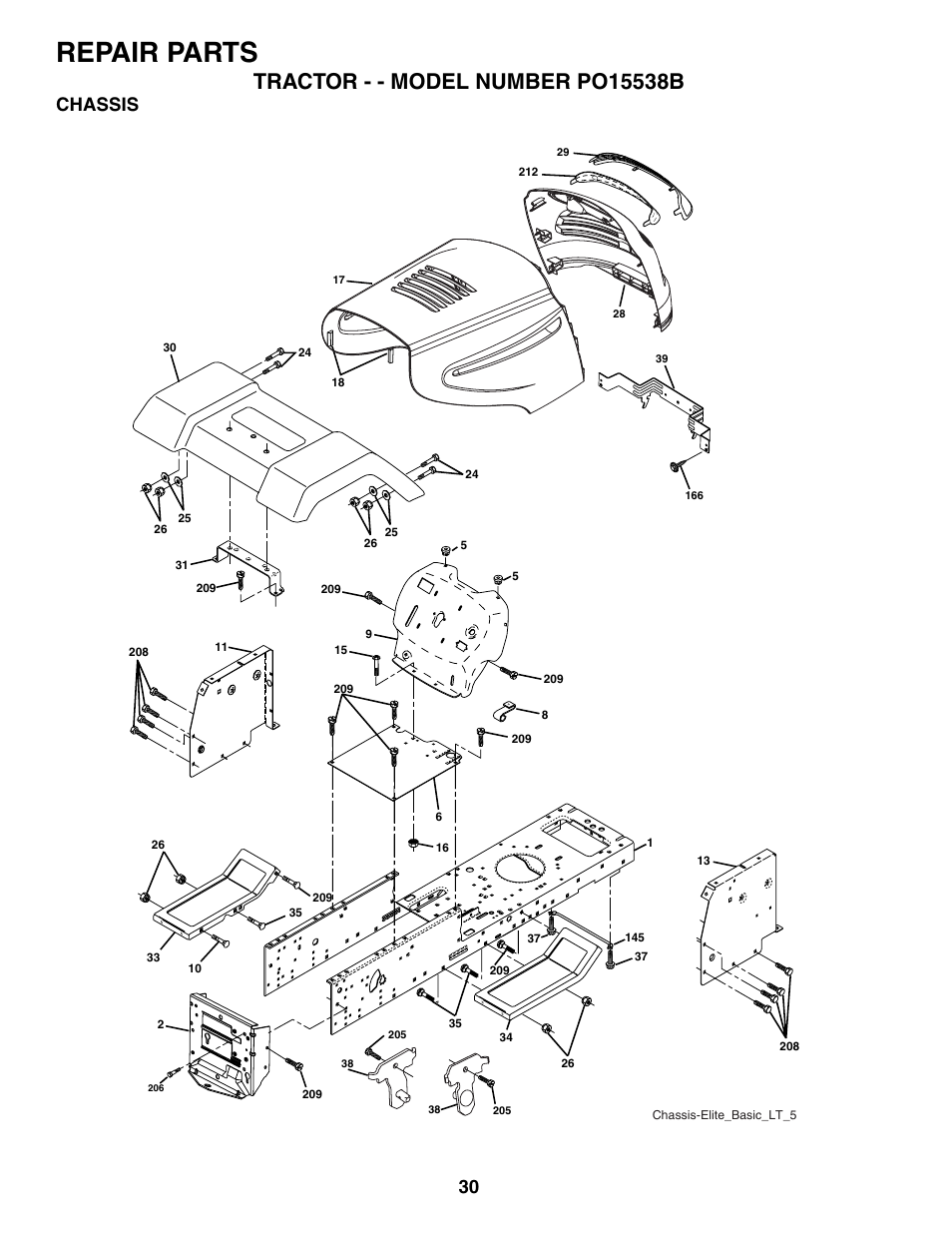 Repair parts, Chassis | Poulan 190785 User Manual | Page 30 / 44