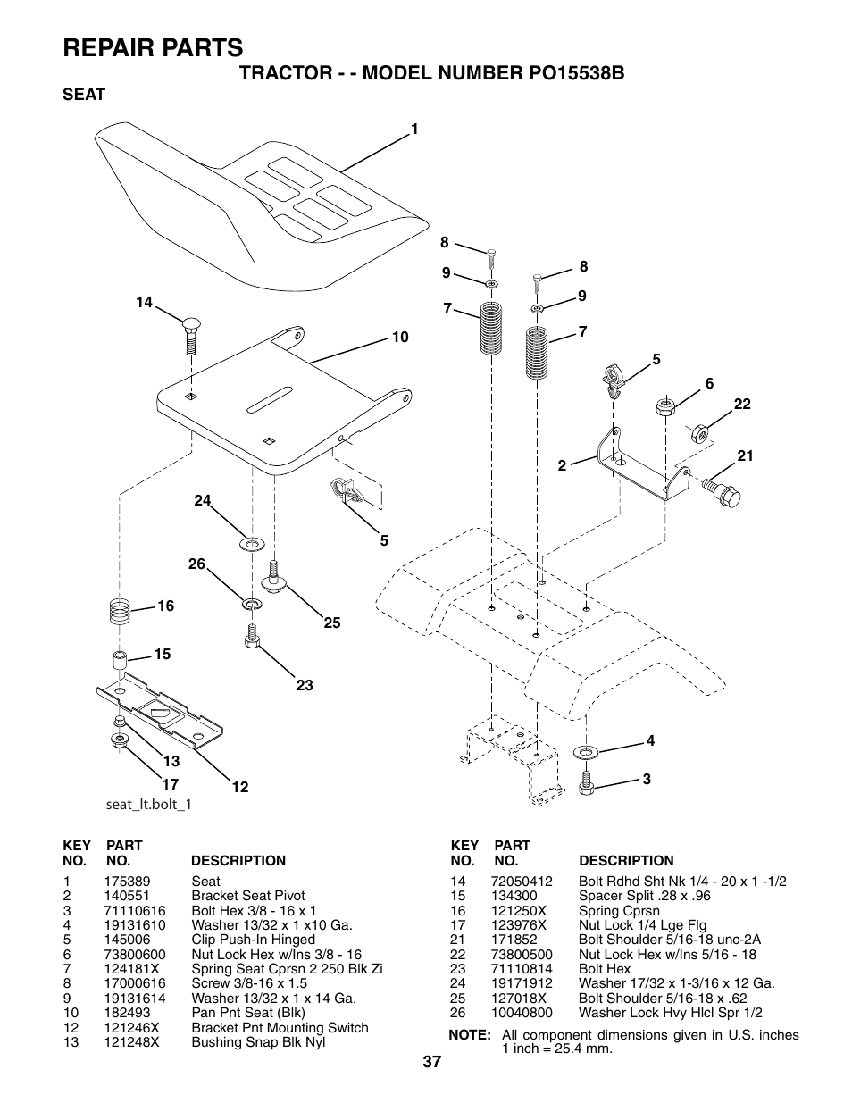 Repair parts | Poulan 190785 User Manual | Page 37 / 44