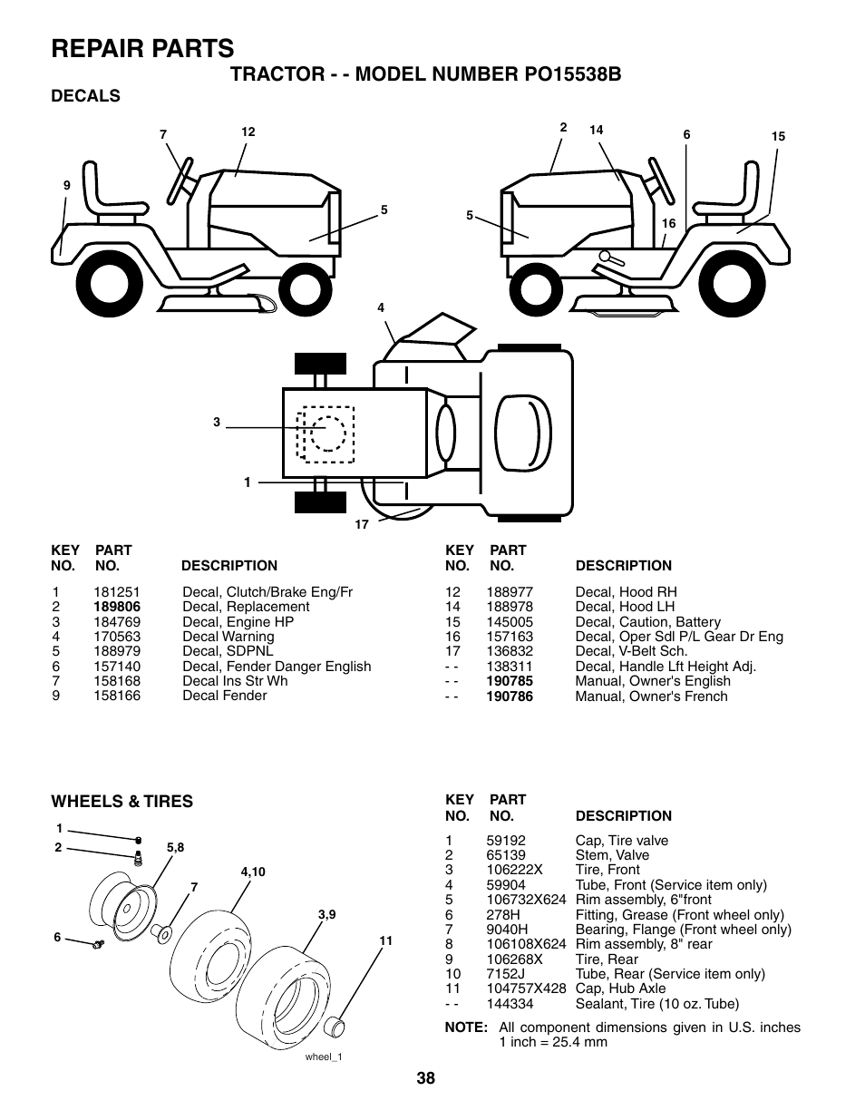 Repair parts | Poulan 190785 User Manual | Page 38 / 44