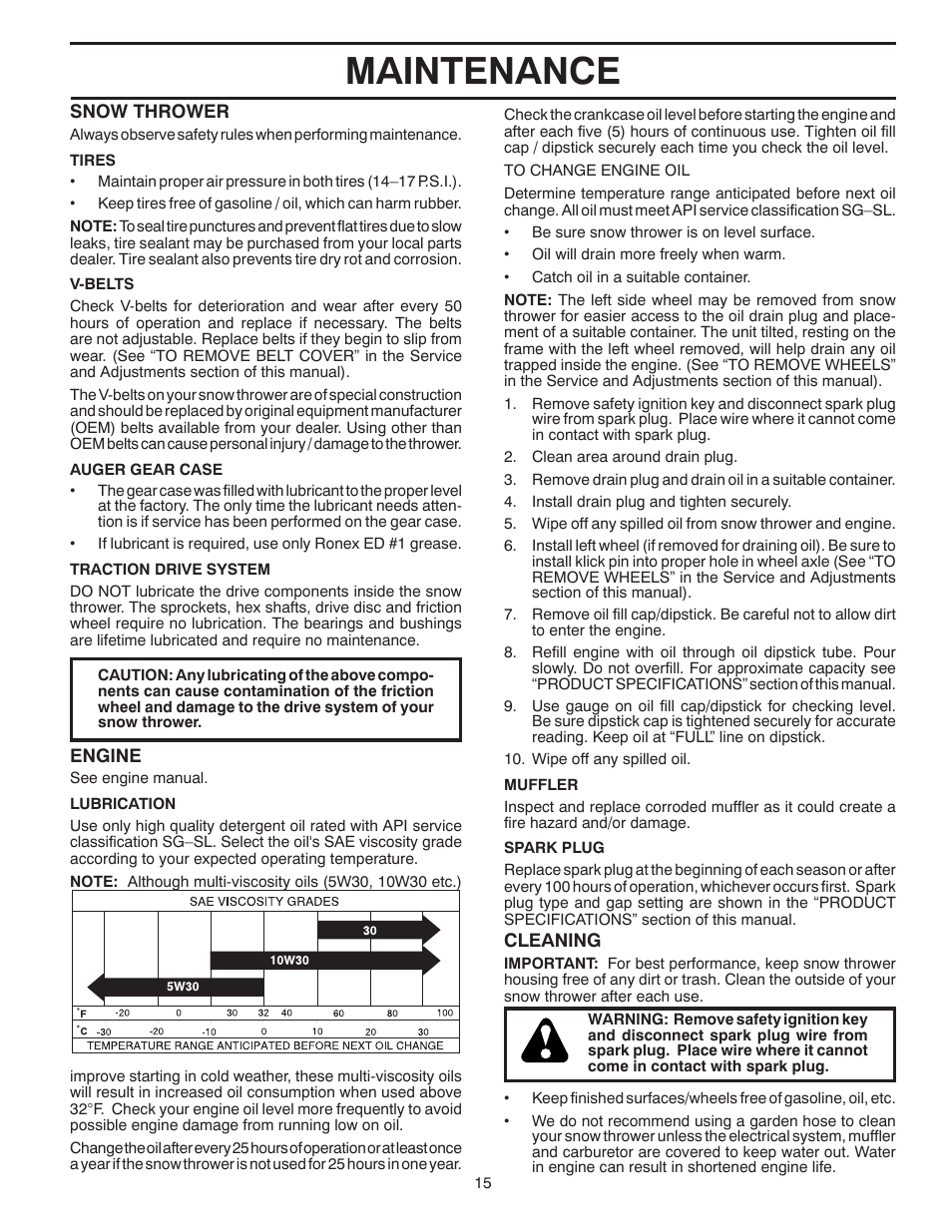 Maintenance | Poulan 428556 User Manual | Page 15 / 40