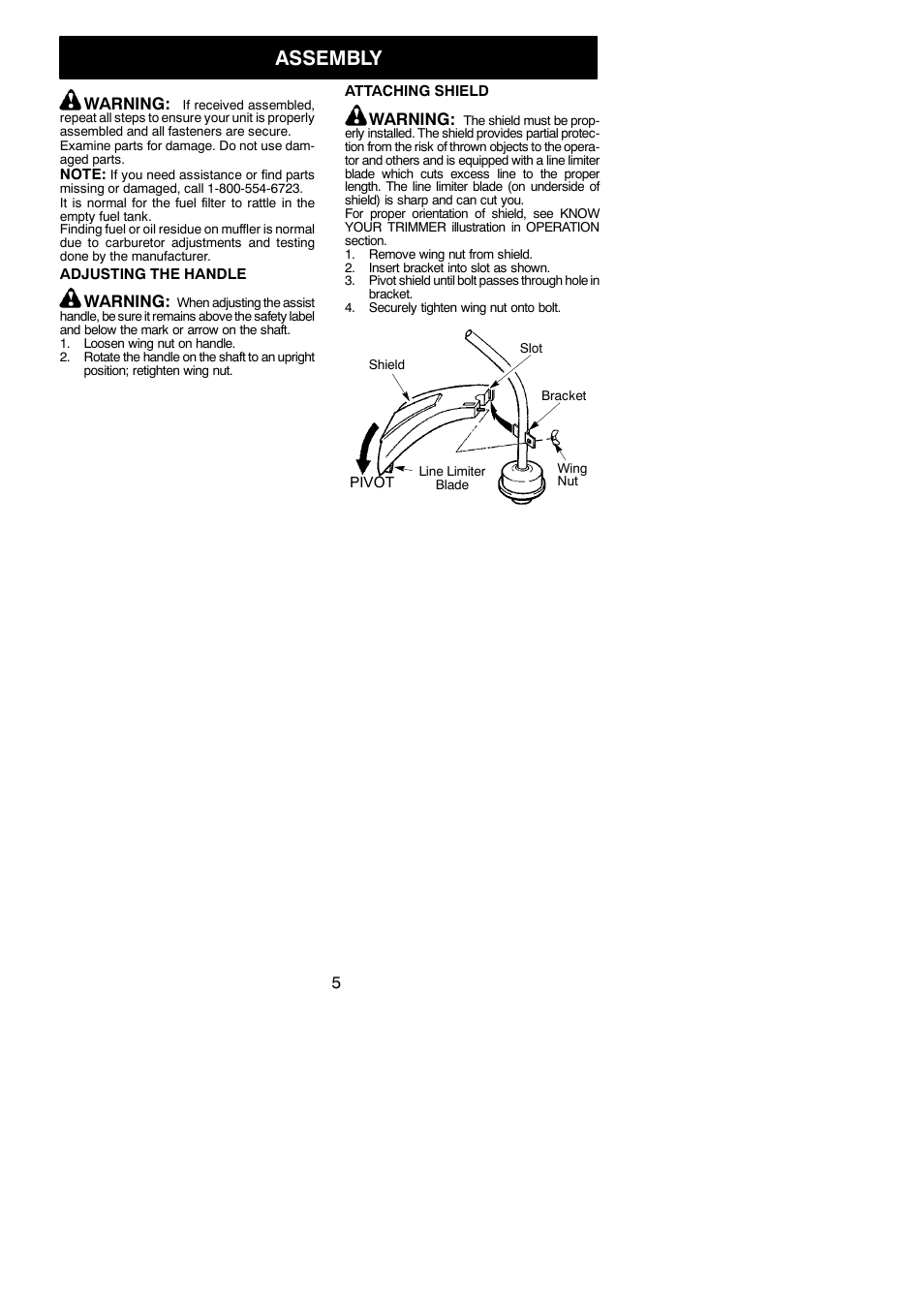 Assembly | Poulan 545154716 User Manual | Page 5 / 14