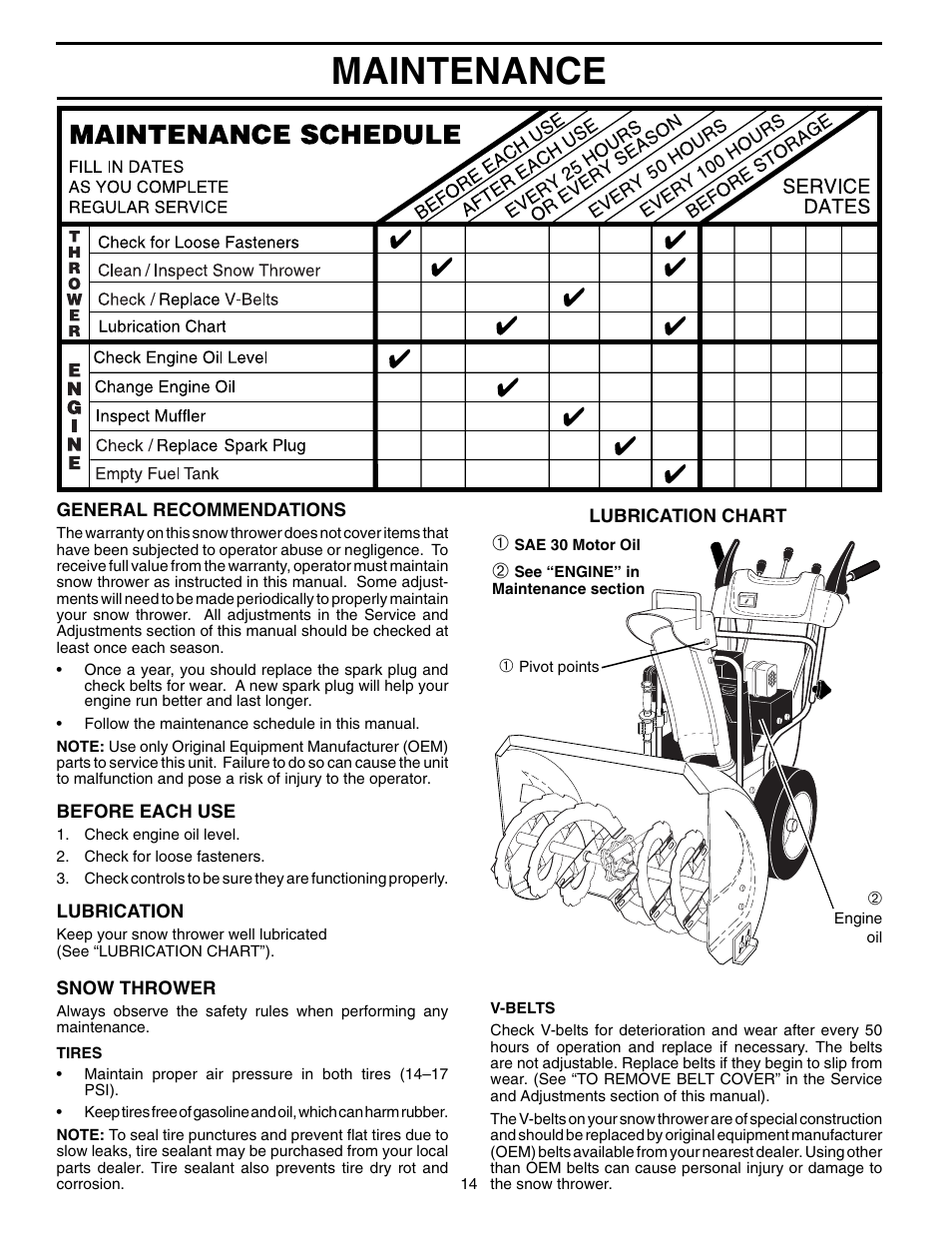 Maintenance | Poulan 961970004 User Manual | Page 14 / 20