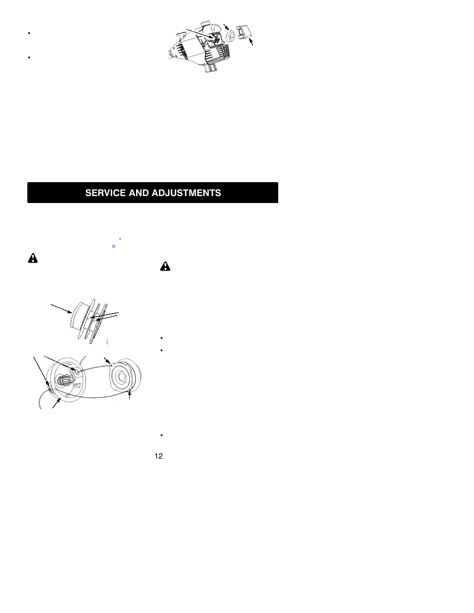 Service and adjustments | Poulan PP035 User Manual | Page 12 / 16