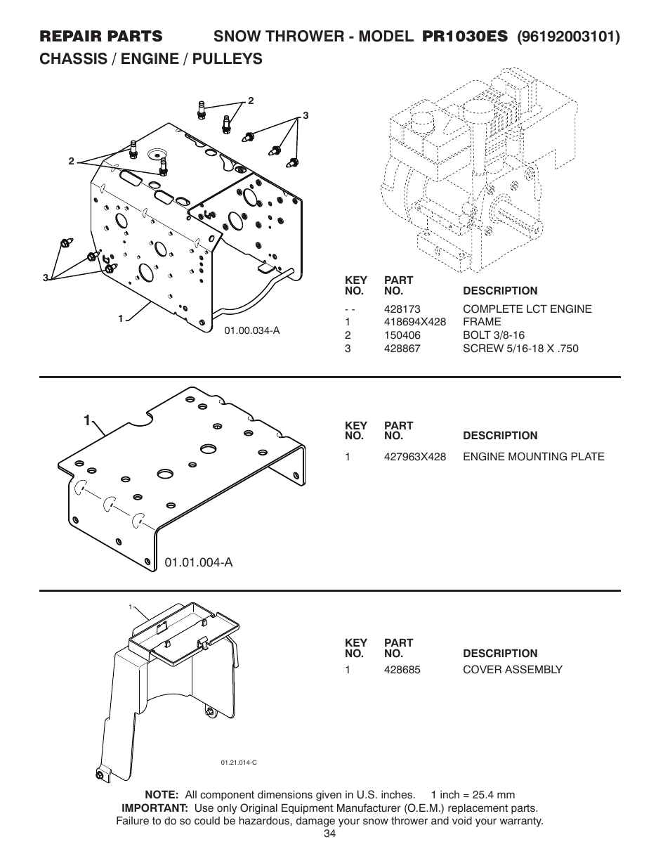 Poulan Pro PR1030ES SNOW THROWER User Manual | Page 34 / 40