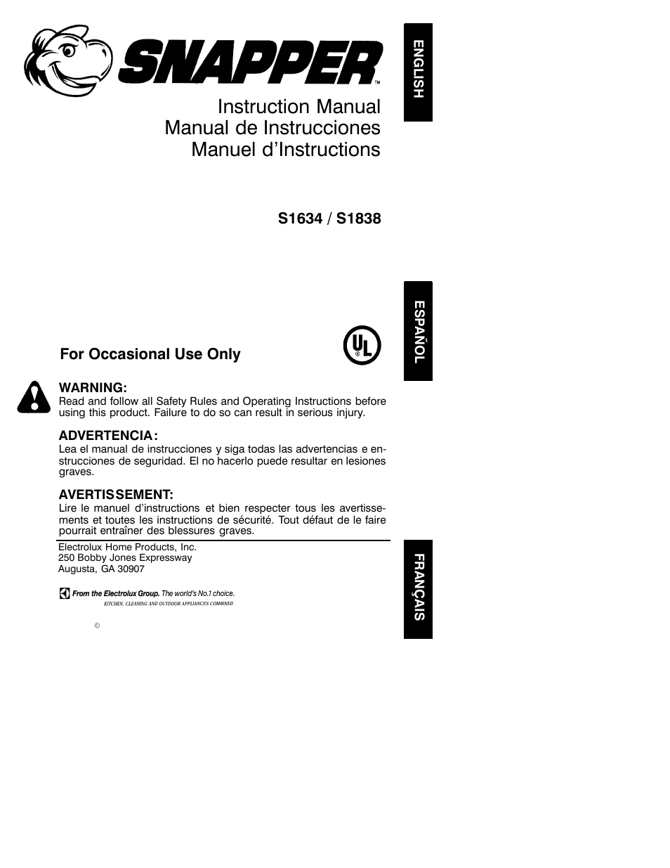 Poulan S1634 User Manual | 18 pages