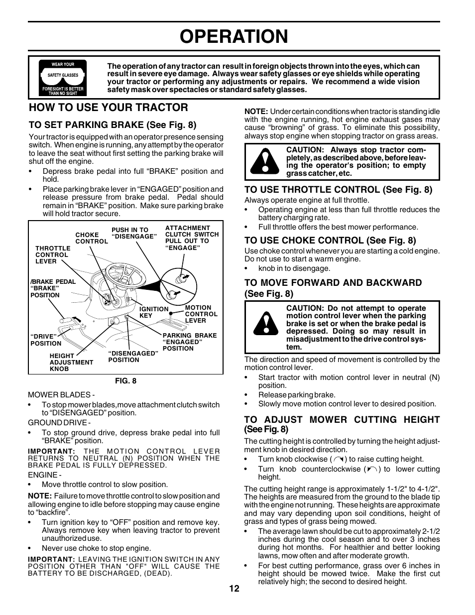 Operation, How to use your tractor | Poulan 177925 User Manual | Page 12 / 52