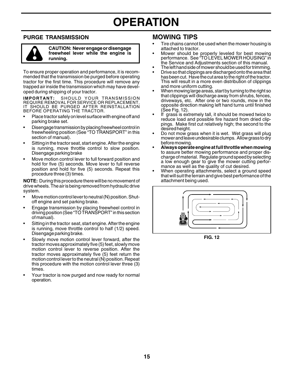 Operation, Mowing tips | Poulan 177925 User Manual | Page 15 / 52