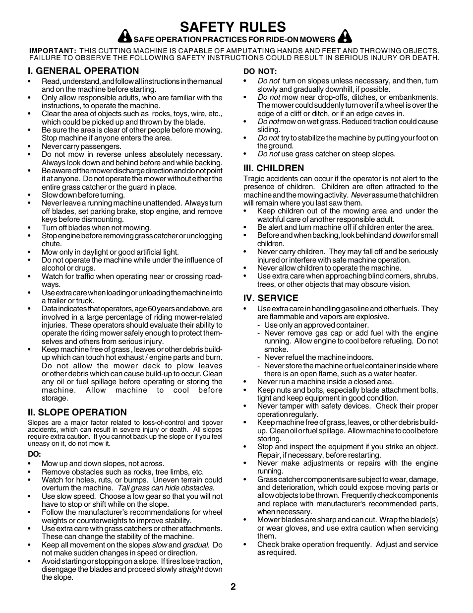 Safety rules | Poulan 177925 User Manual | Page 2 / 52