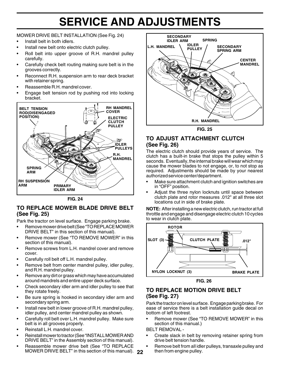 Service and adjustments | Poulan 177925 User Manual | Page 22 / 52