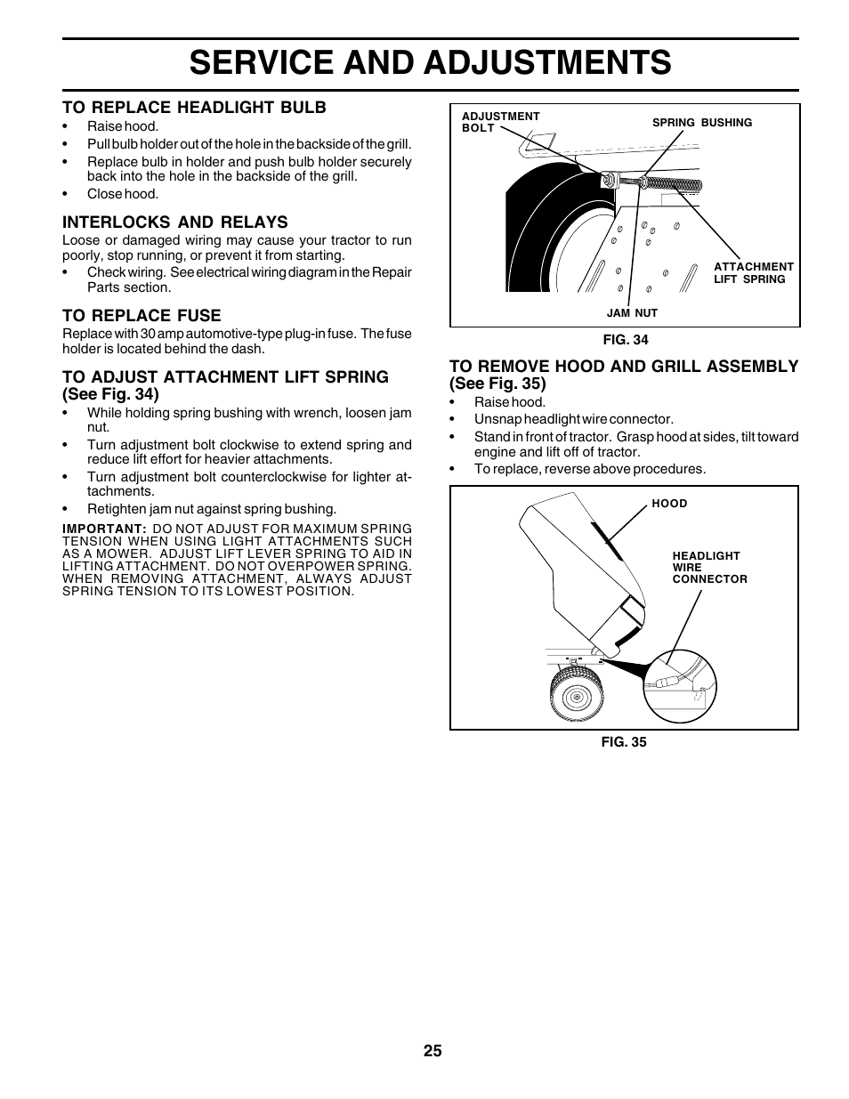 Service and adjustments | Poulan 177925 User Manual | Page 25 / 52
