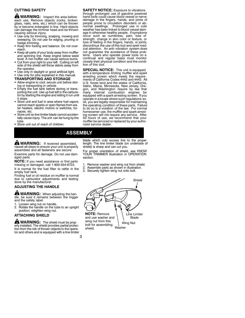 Assembly | Poulan 25 HO SST User Manual | Page 3 / 11